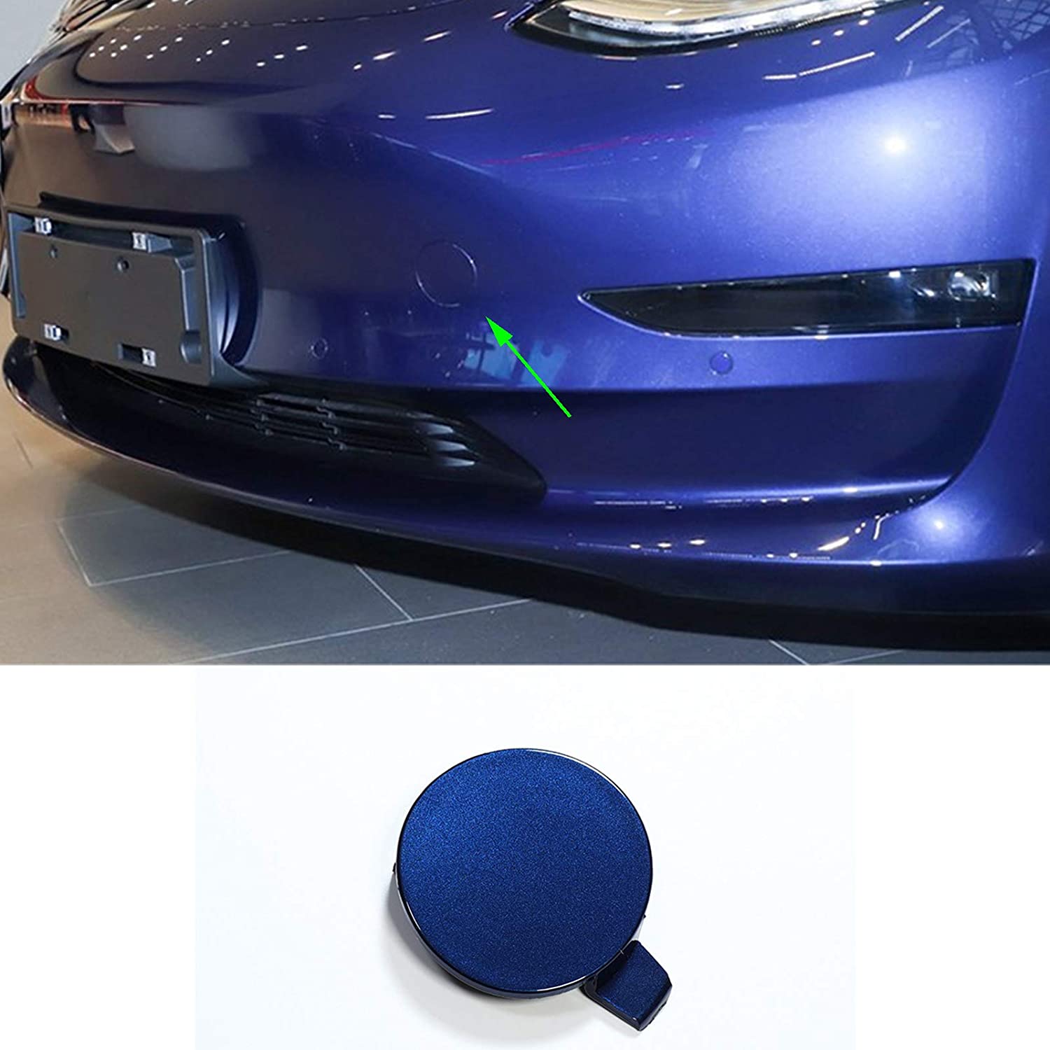 Tesla Model 3 Front Bumper Tow Hook Cover - Left Driver Side, Pure Black, Fits 2017-2019 Models - View #14