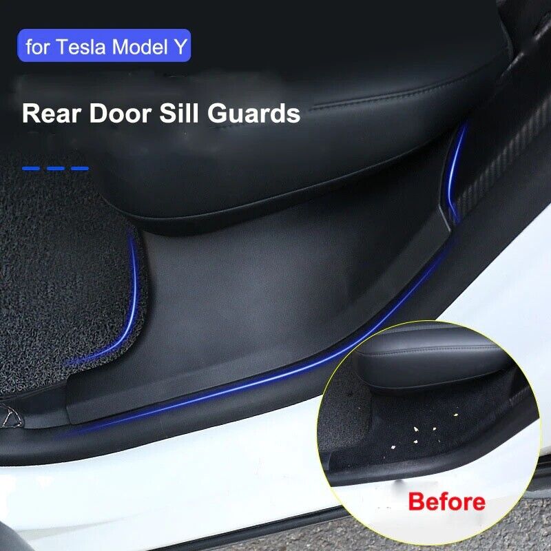 Tesla Model Y Rear Inside Door Sill Guard Protectors, ABS, 2020-2023