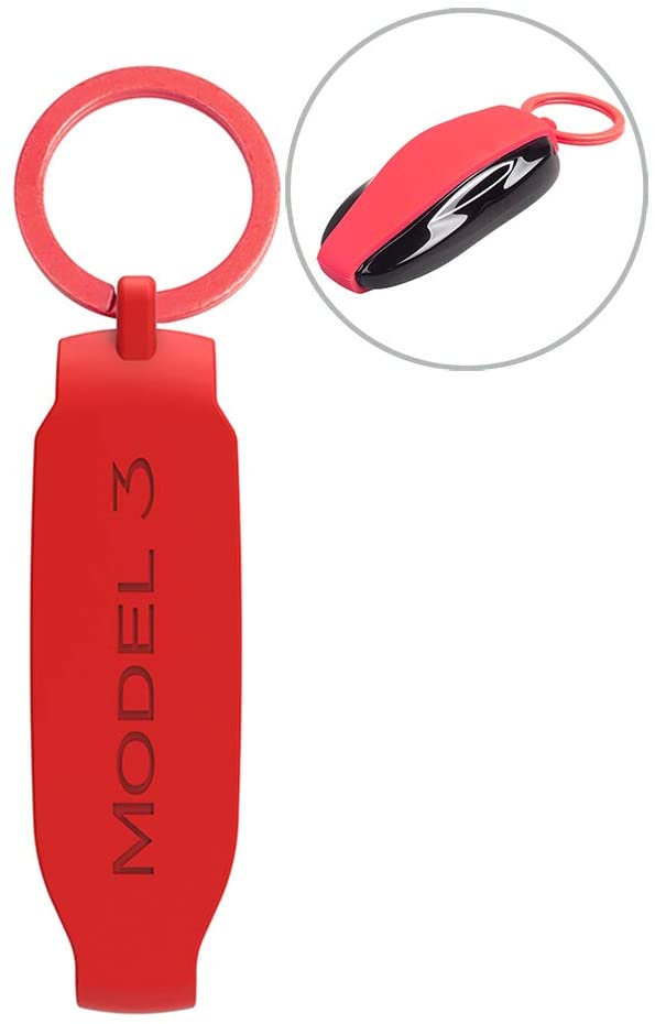 Tukellen for Tesla Key Fob Cover Key Shell Protection Case Compatible with  Tesla Model 3 Model Y Model S (Red)