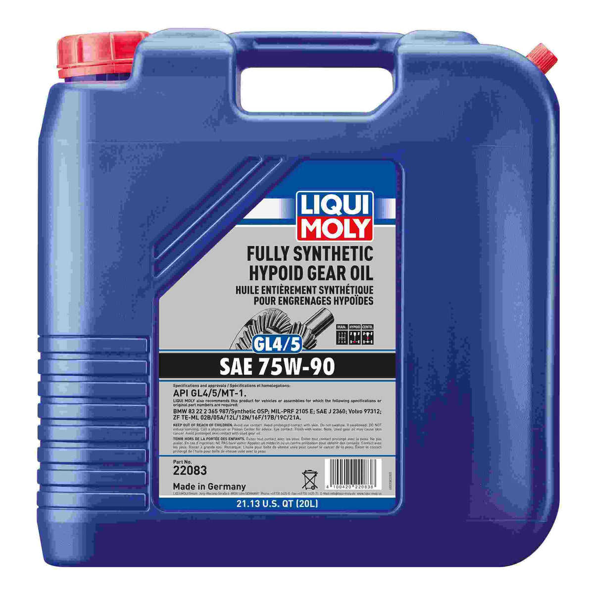 BMW I3 Fully Synthetic Hypoid Gear Oil (GL4/5) SAE 75W-90, 20 Liter