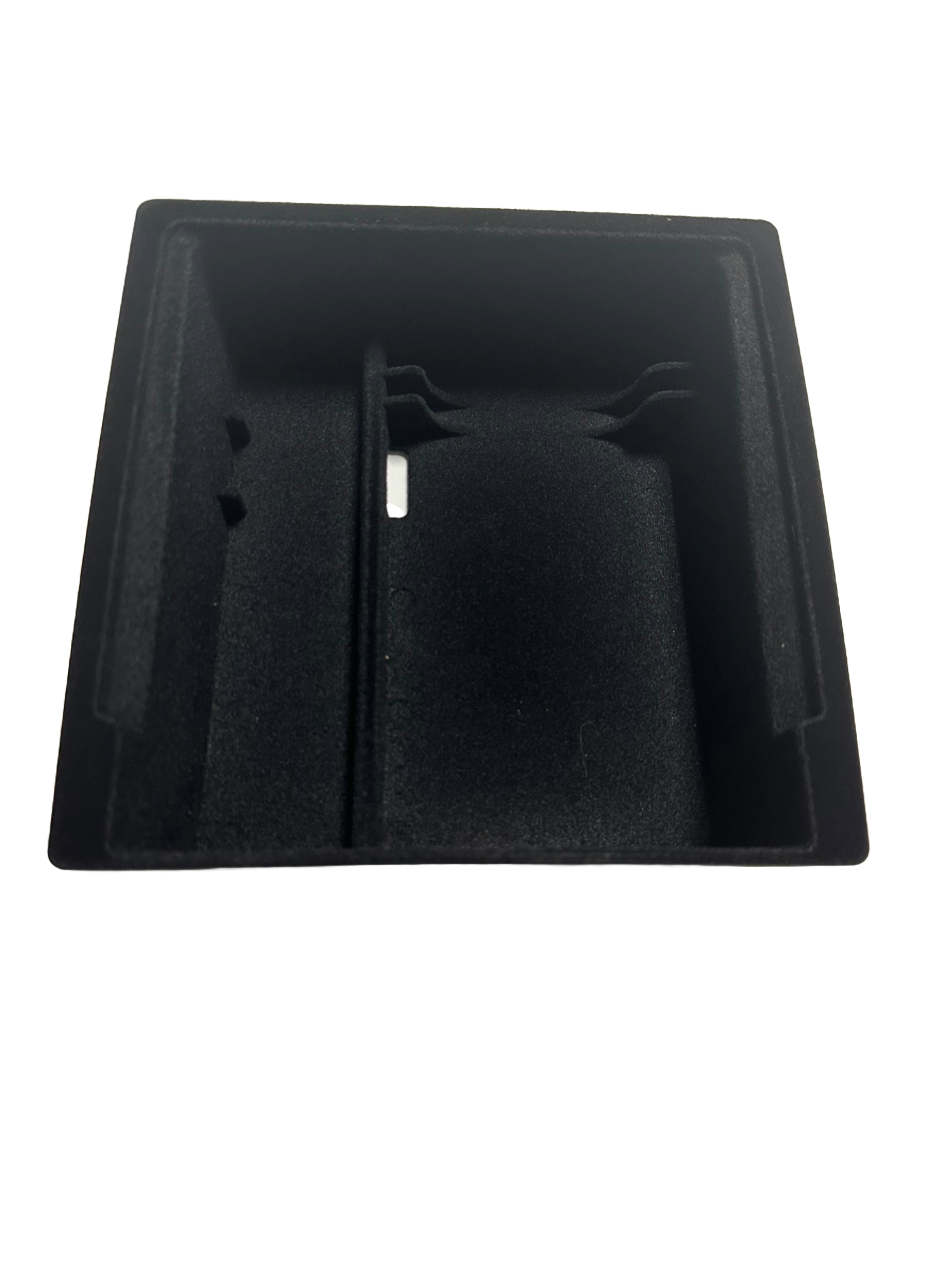 Tesla Model 3 Highland Armrest Console Organizer Tray, Flocked W/ Data Cable Hole, 2024-2026