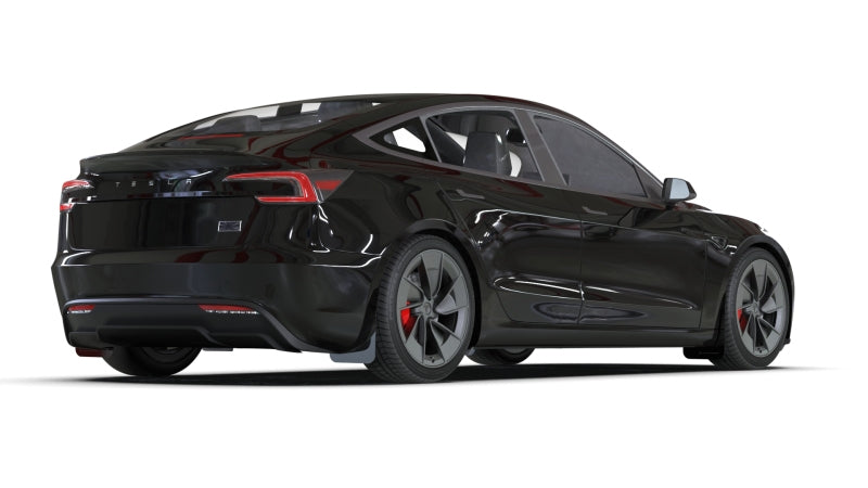 Tesla Model 3 Mud Flap Set, Rally Armor, Black, W/ Met Black Logo, 2024-2026 Highland