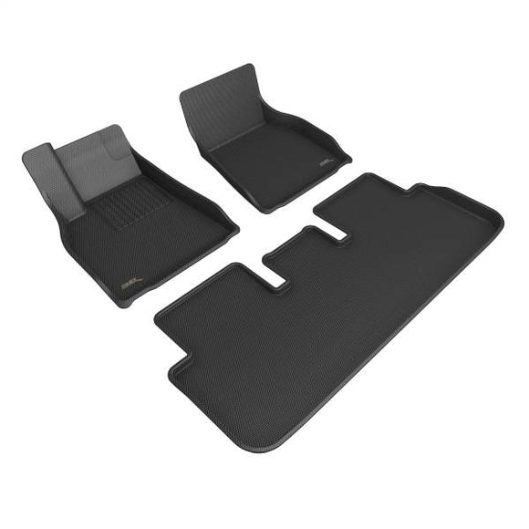 Tesla Model S 3D MAXpider Kagu 1st & 2nd Row Floormats, Black, 2021-2023
