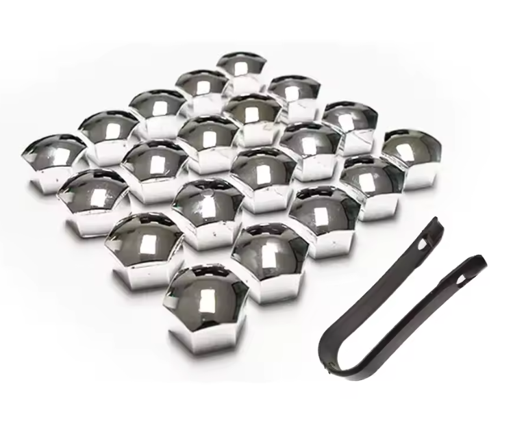 Tesla Model 3, Y, Wheel Lug Nut Cover Cap Set, Chrome