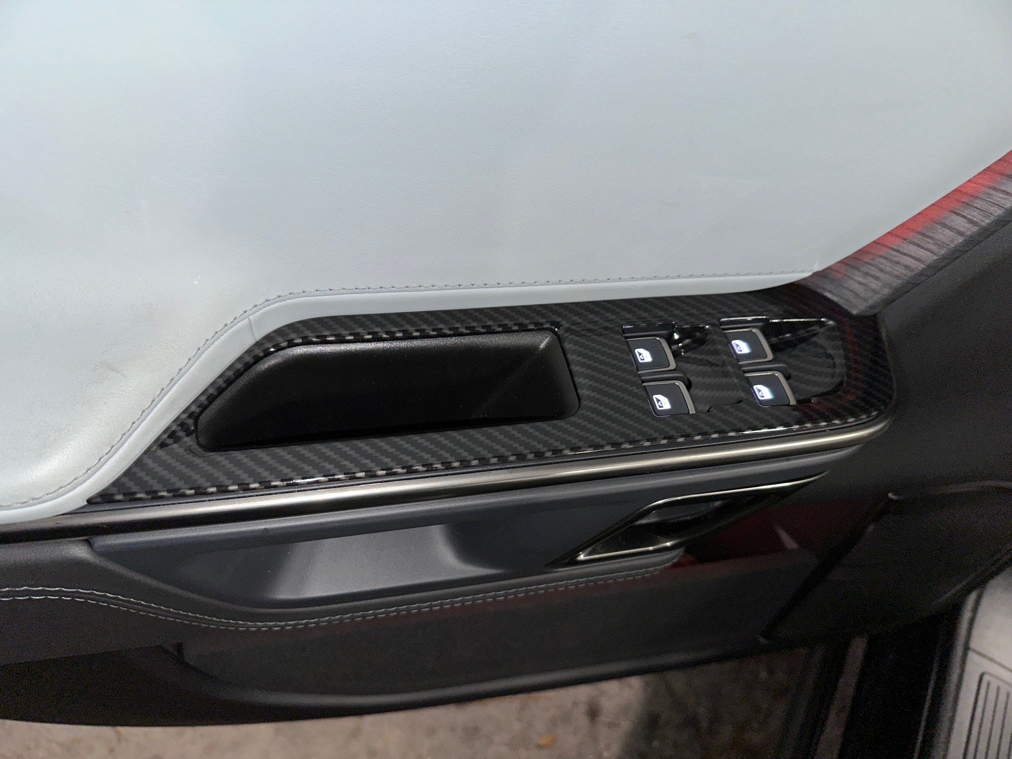 Door Switch Cover Trim Panels, 4-Piece Set, Carbon Fiber for Rivian R1T, R1S