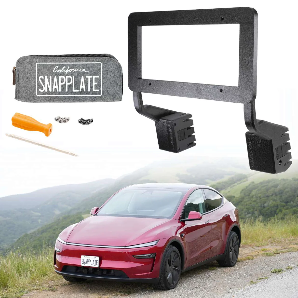 thumbnail image 2 of Front License Plate Mount SnapPlate Front License Plate Holder For Tesla Model 3 Highland - Anti-Theft Removable Mount USA Made Tesla Model Y Juniper License Plate Frame 2 of 9