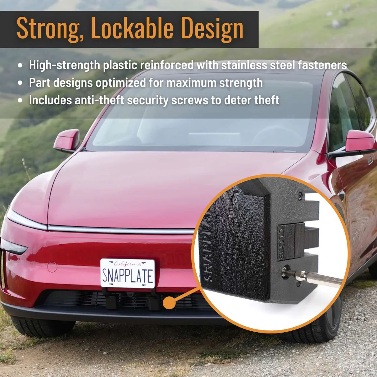 Tesla Model Y Performance SNAPPLATE Front License Plate Mount, Removable, Juniper Refresh, 2025-2026