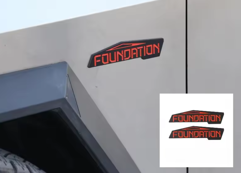 Tesla Cybertruck Foundation Series 3D Emblem Badge, ABS, Pair