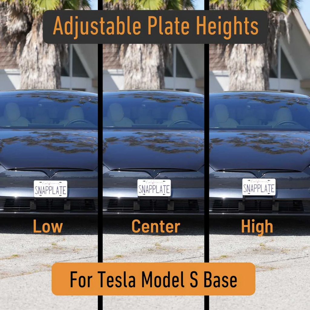 Tesla Model S Base SNAPPLATE Front License Plate Mount, Removable, 2026