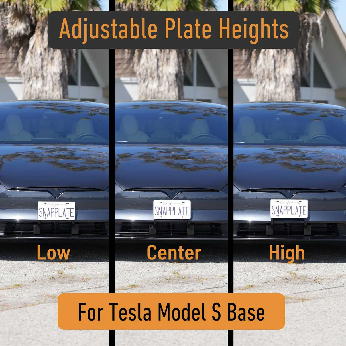 Tesla Model S Base SNAPPLATE Front License Plate Mount, Removable, 2026