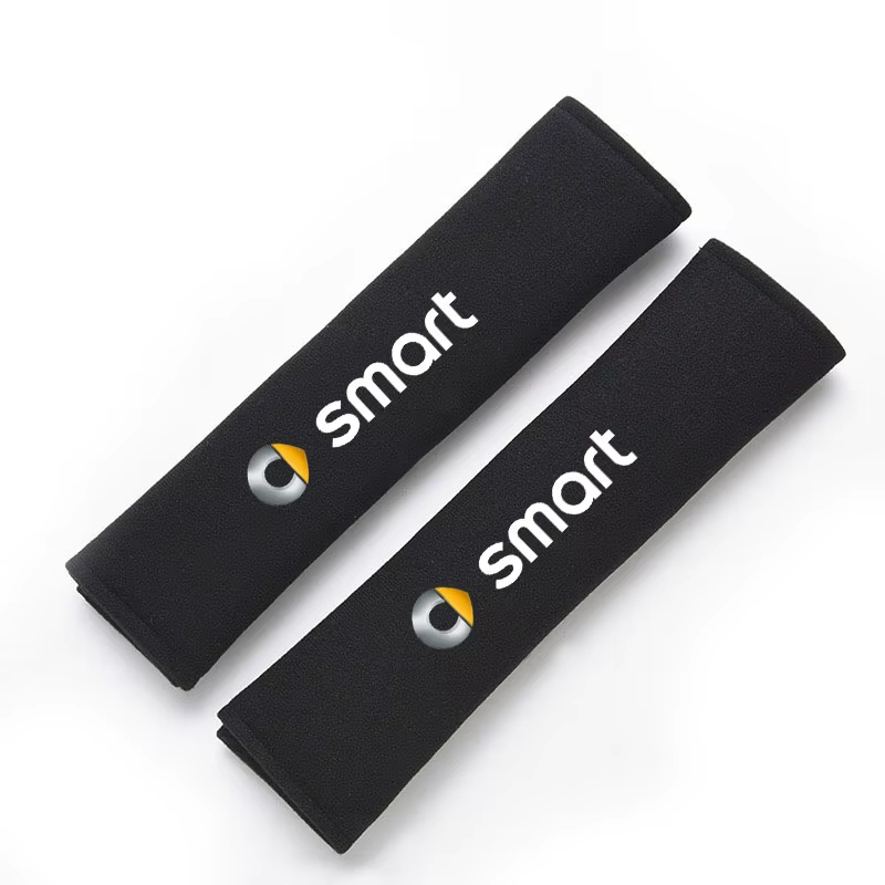 Smart Car Fortwo Seatbelt Cover Pads with Logo, Black