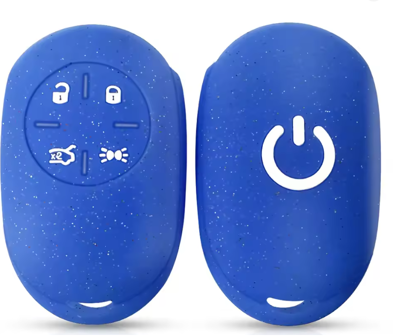 Fiat 500E Silicone Key Fob Case Cover, Blue Glitter, 2022-2026