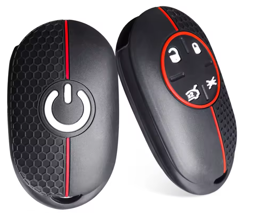 Fiat 500E Silicone Key Fob Case Cover, Black / Red, 2022-2026