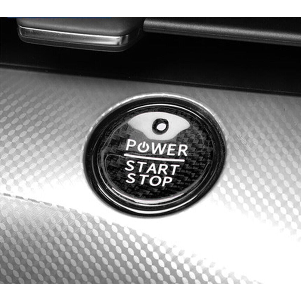 Mustang Mach-E Black Carbon Fiber Push Start Stop Button Cover, 2021-2024