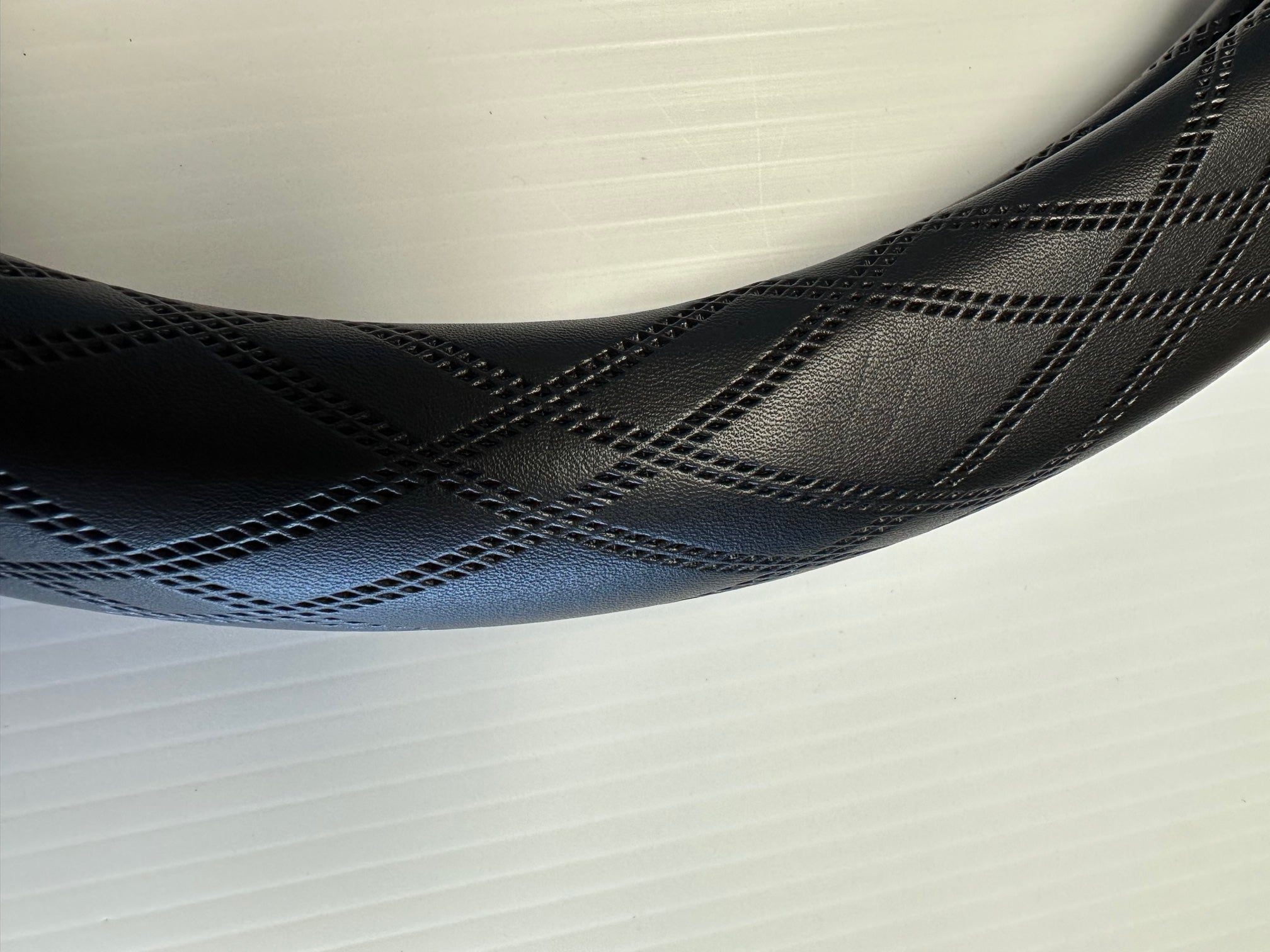 Mustang Mach-E Steering Wheel Cover, Leather, Carbon Fiber, with Logo, 2021-2024