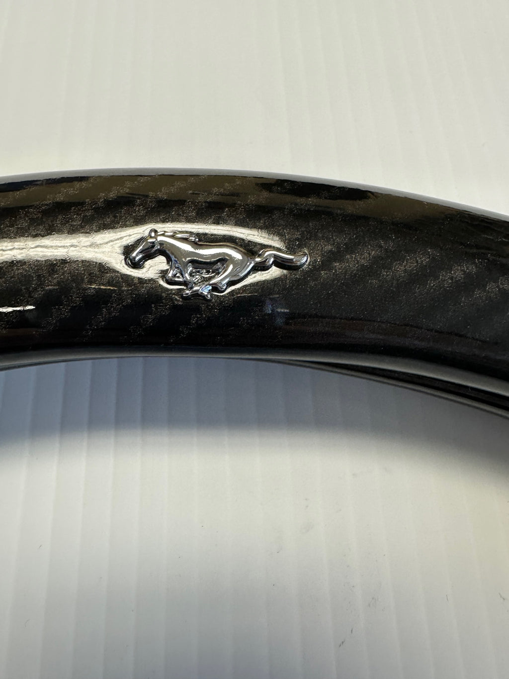 Mustang Mach-E Steering Wheel Cover, Leather, Carbon Fiber, with Logo, 2021-2024