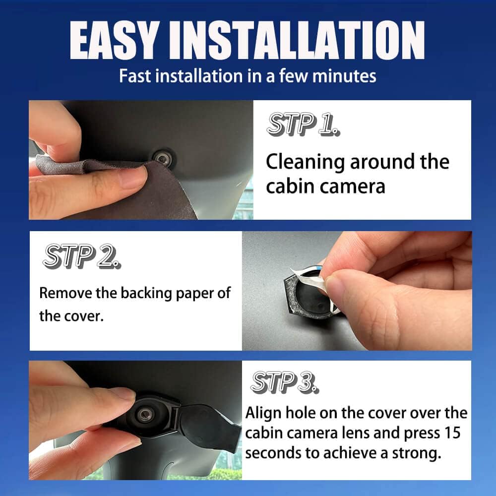 Tesla Model 3, Y Mirror Webcam Privacy Cover, Bling Rhinestone, 2017-2025