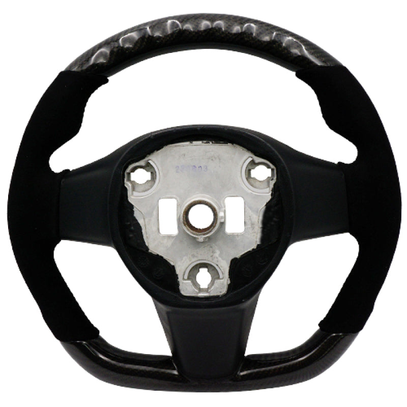 Tesla Model 3, Y BLOX Racing Carbon/Alcantara Steering Wheel Black Stitching, 2017-2023