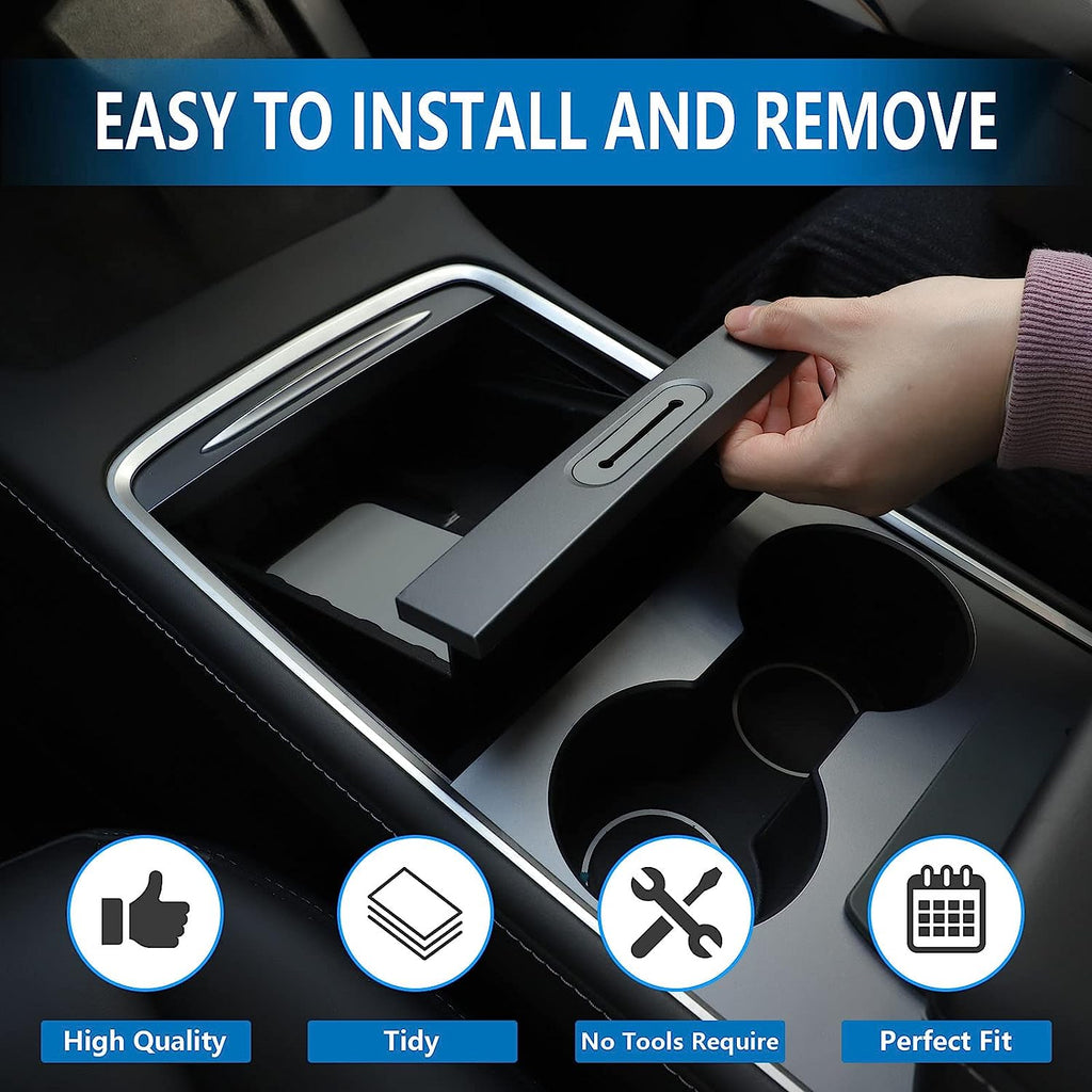 Tesla Model 3, Y Center Console Tray Organizer with Cable Holder, 2021-2023