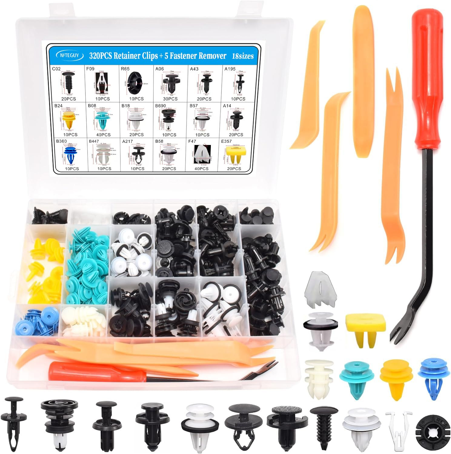 Tesla Model 3, Y, S, X Miscellaneous Trim, Retainer Clips Assortment Kit with Tools