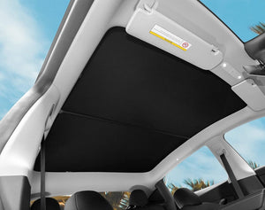 Tesla Model Y Skylight Sunroof Sunshades, Foldable, Storage Case, W/ Blackout Cloth, 2020-2024