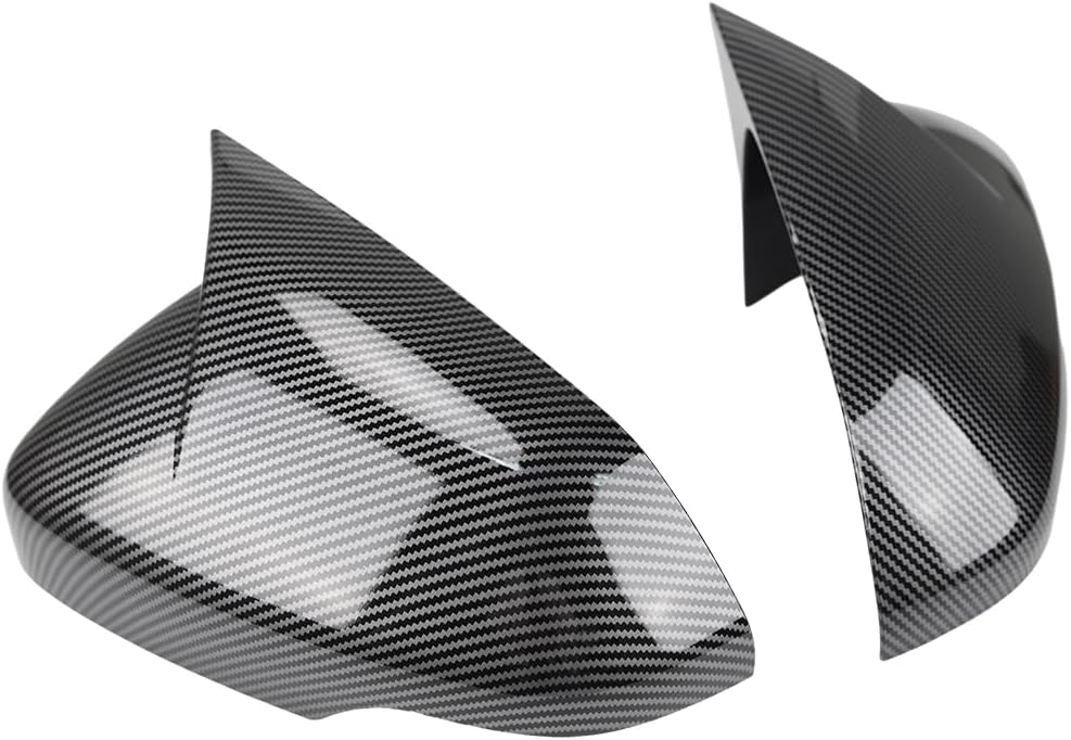 Carbon Fiber Style Ox Horn Rearview Mirror Covers for Rivian R1T, R1S