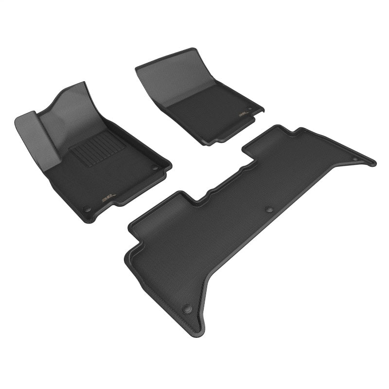 3D Maxpider Kagu Front & 2nd Row Floormats, Black, for Rivian R1T 2022-2025