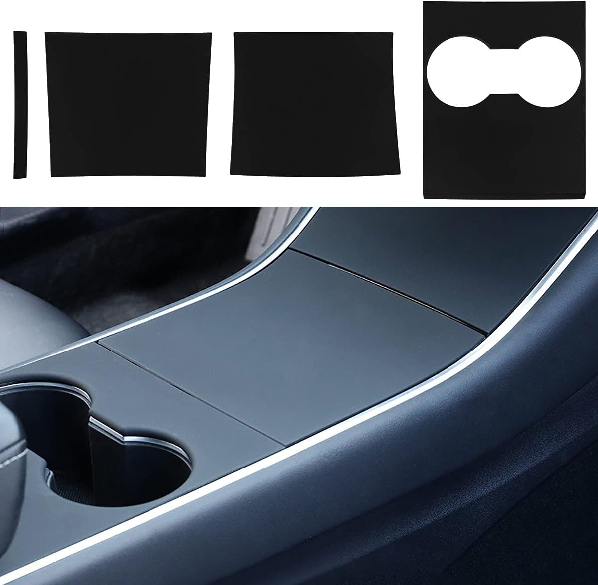 Tesla Model 3, Y Matte Black ABS Center Console Cover Kit, 2017-2020