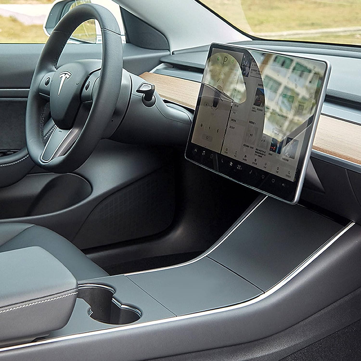 Tesla Model 3, Y Matte Black ABS Center Console Cover Kit, 2017-2020