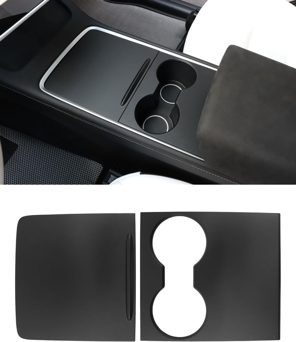 Tesla Model 3, Y Center Console Hard Cover Wrap Kit, ABS Material, Hard Cover, Matte Black, 2021-2023