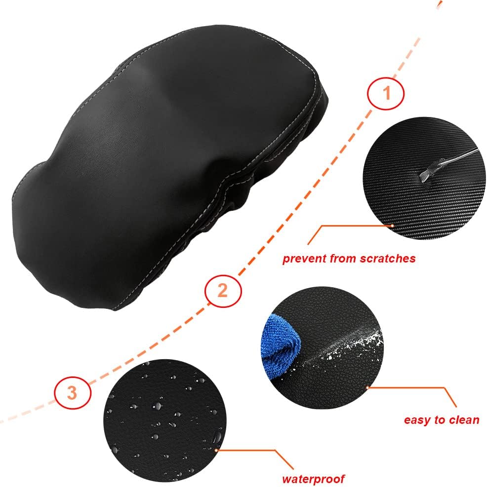 Mustang Mach-E Leather Center Console Armrest Cover, Black, 2021-2025