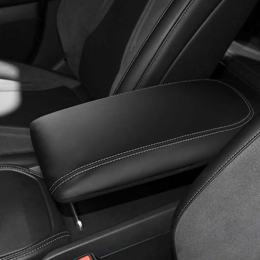 Mustang Mach-E Leather Center Console Armrest Cover, Black, 2021-2025