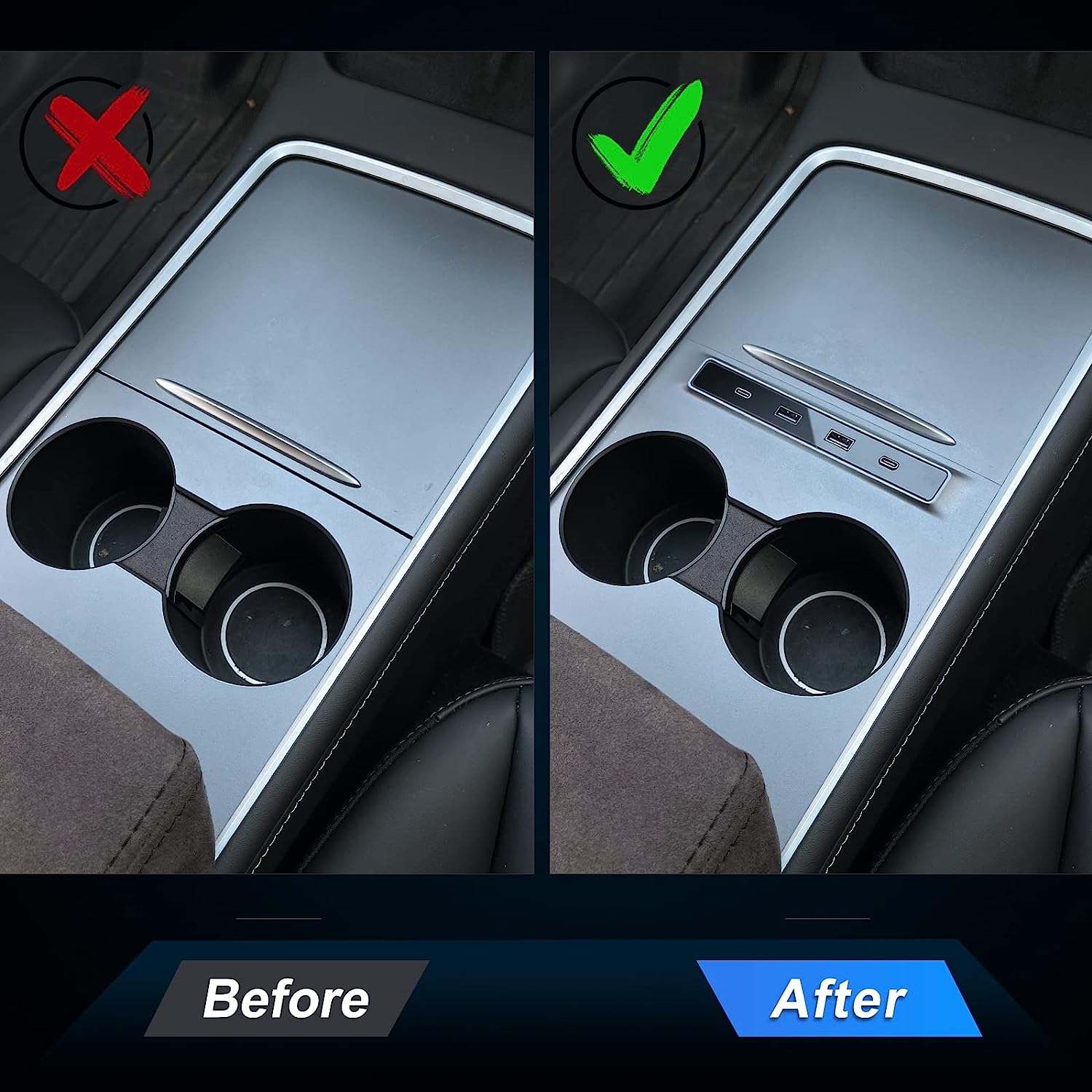 Tesla Model 3, Y Center Console USB Charging Cover, 2021-2023