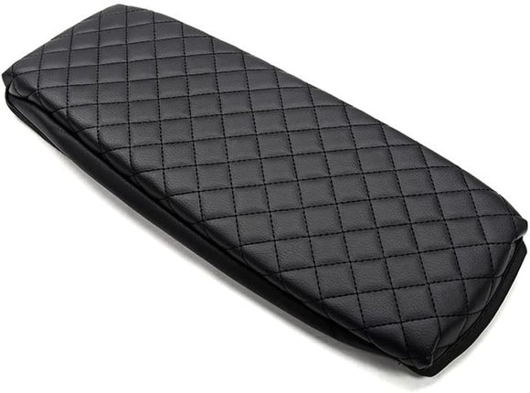 Mustang Mach-E PU Leather Padded Diamond Pattern Center Console Cushion Armrest Cover, Black