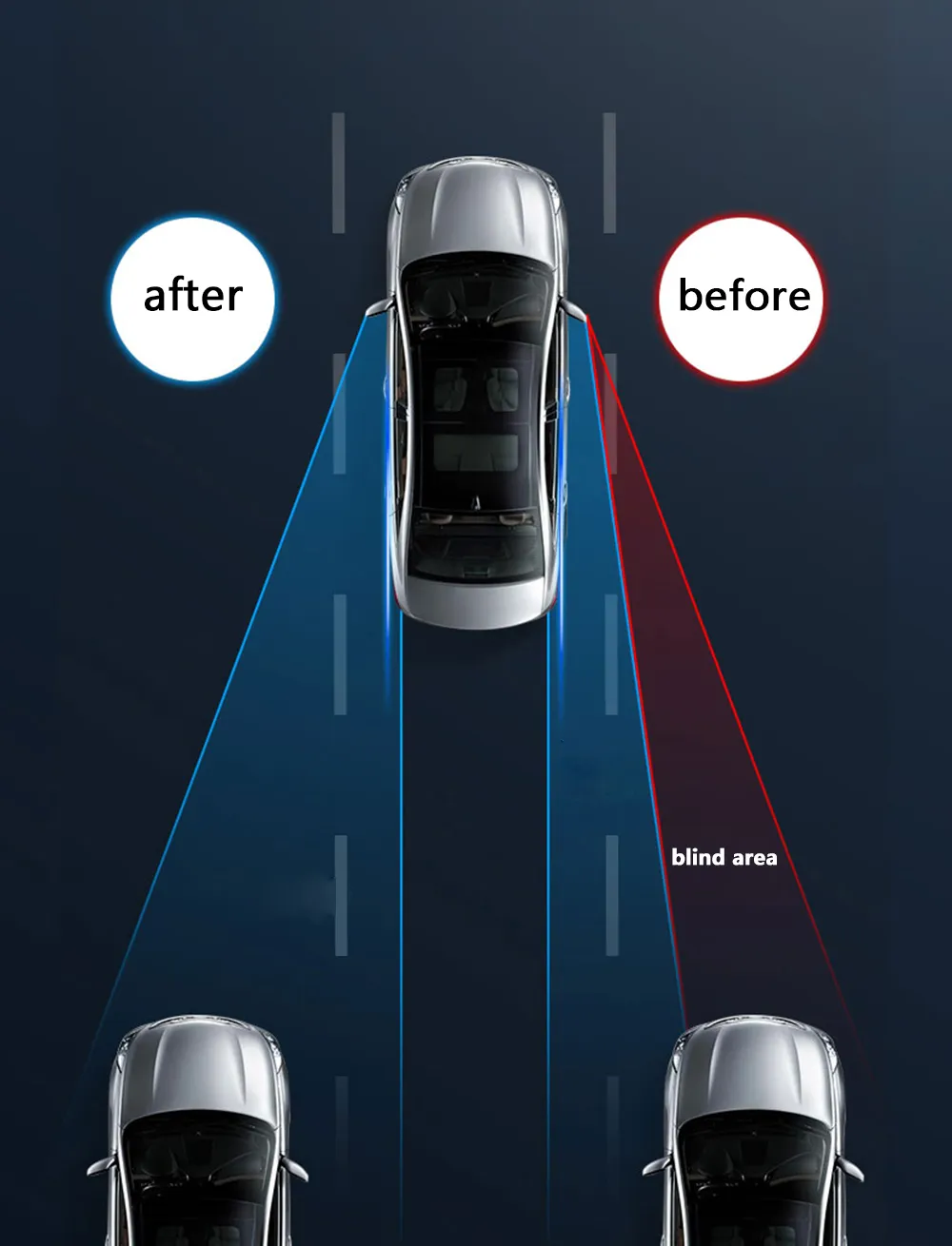 Tesla Model S, 3, X, Y Blind Spot Convex Mirrors, Dual Motor Logo