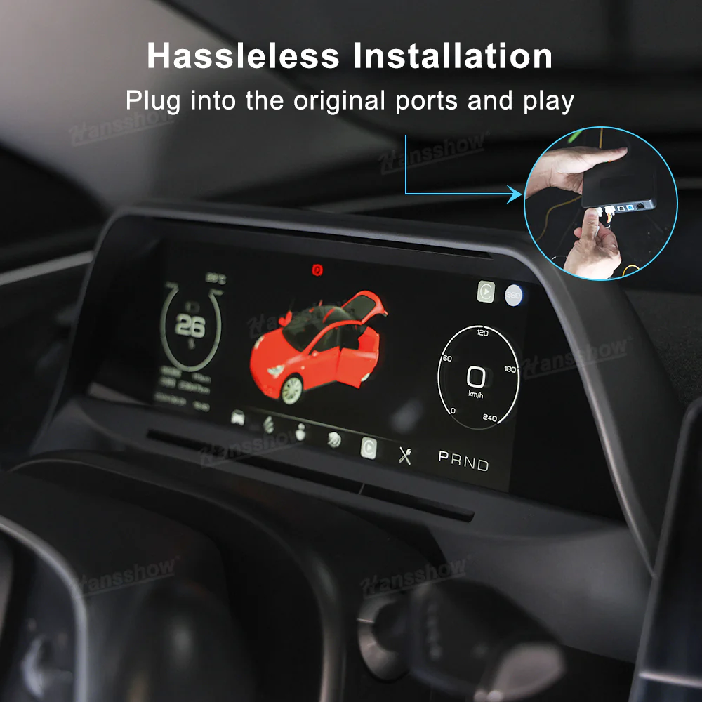 Tesla Model 3 Highland Heads Up Display 8.8” Instrument Cluster Dashboard Screen Hansshow F89, 2024-2025