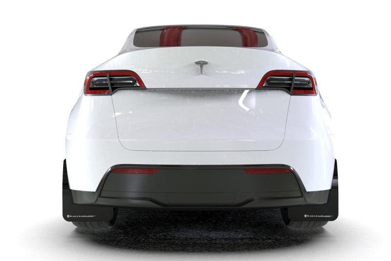 Tesla Model Y Mud Flap Set, Rally Armor Black W/ Metallic Black Logo, 2020-2026