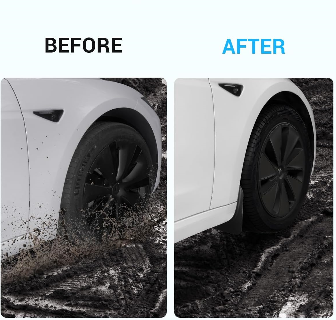 Tesla Model 3 Highland Mud Flaps, No-Hole, ABS, 4-Piece Set, 2024-2026