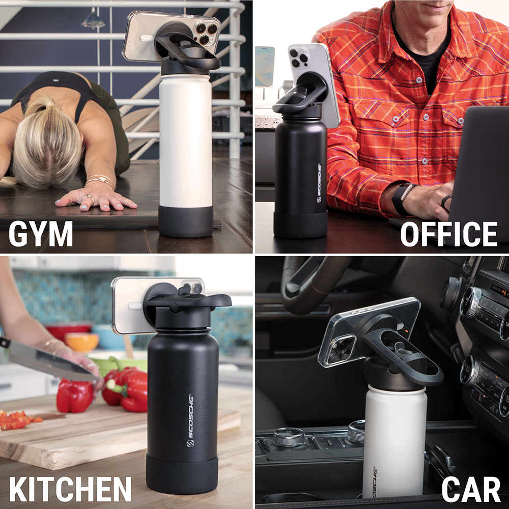 MagicMount™ Flask Insulated Water Bottle with Built-In MagSafe Compatible Phone Mount