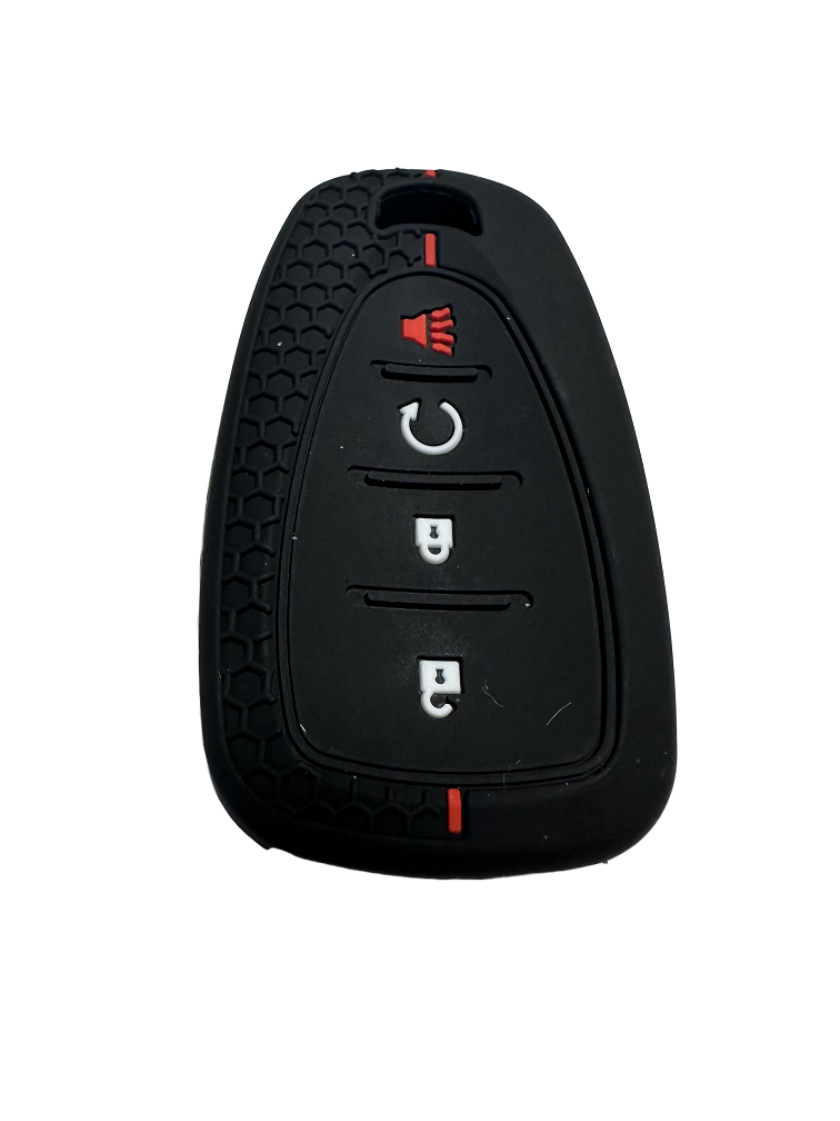 Chevy Bolt EV, EUV Soft Silicone Key Fob Case Cover, Black/Red, 2017-2023