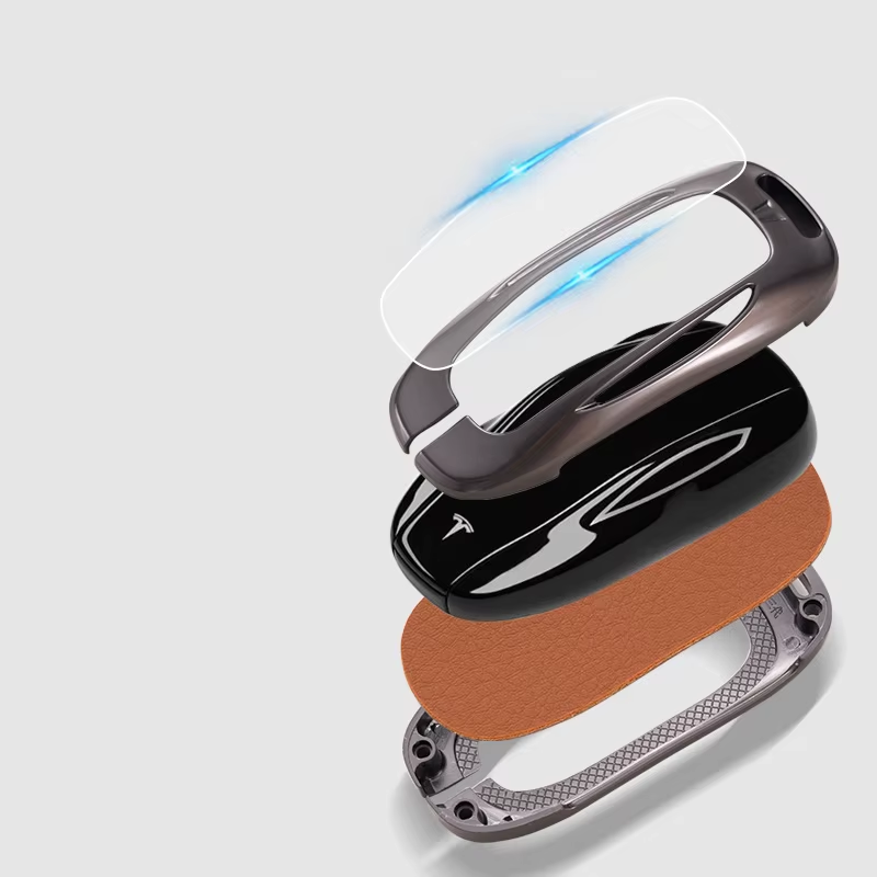 Tesla Model S, 3, Y, Aluminum Key Fob Cover with Key Chain