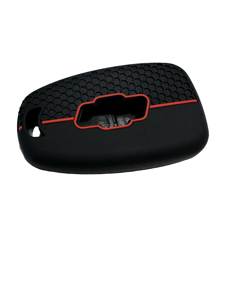 Chevy Bolt EV, EUV Soft Silicone Key Fob Case Cover, Black/Red, 2017-2023