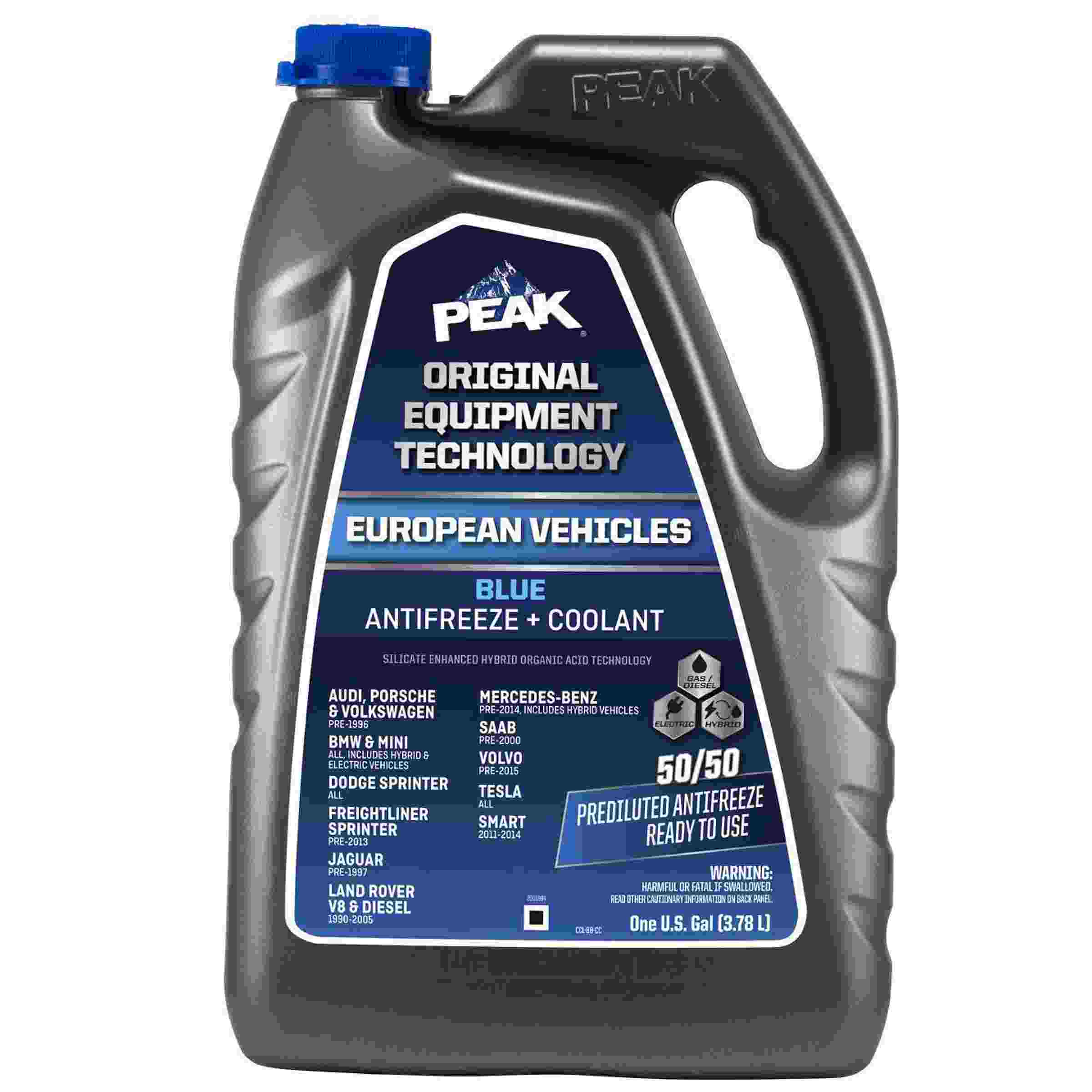Tesla Model 3, S, X, Y, Cybertruck Peak Oet Euro Blue 50/50 Antifreeze Coolant