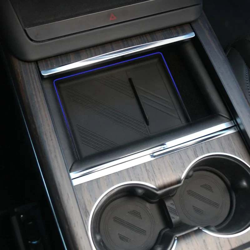 Tesla Model S, X Center Console Front Upper Tray Organizer, Silicone, Black, 2022-2023