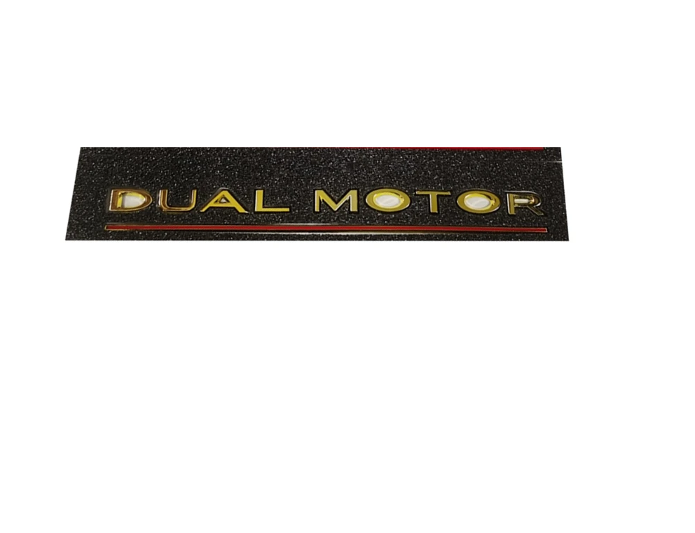 Tesla Model S, 3, X, Y, Gold Dual Motor Emblem, 3D Rear Trunk Emblem