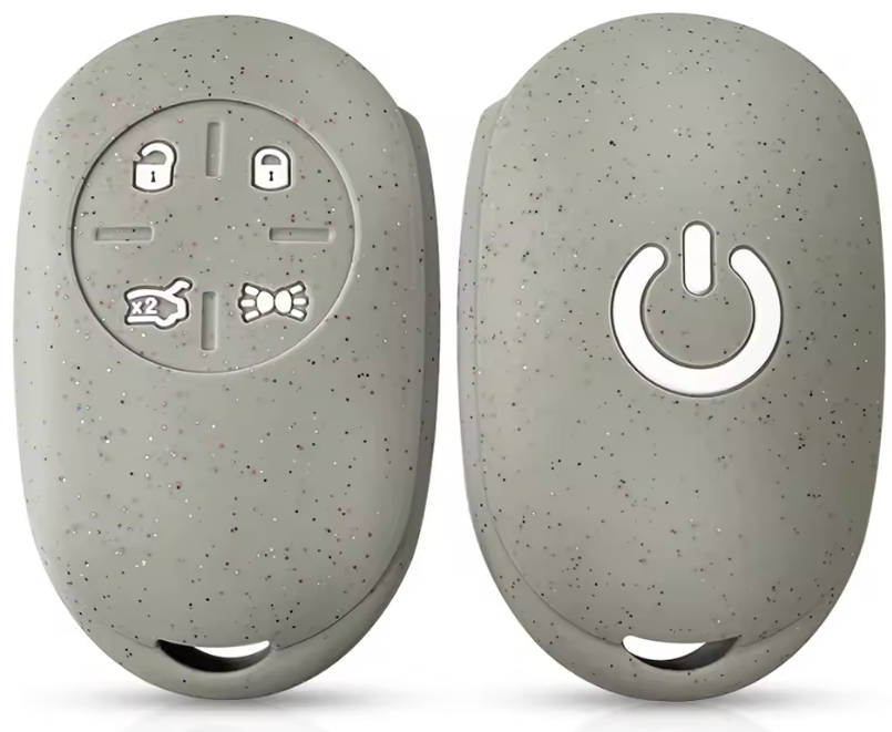 Fiat 500E Silicone Key Fob Case Cover, Gray Glitter, 2022-2026