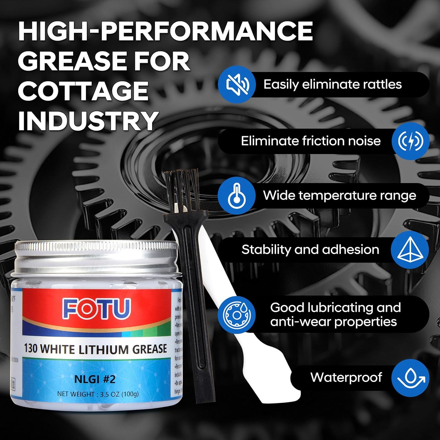 White Lithium Grease Lubricant for Seat Tracks, Sunroof, Door Hinges, Many Uses