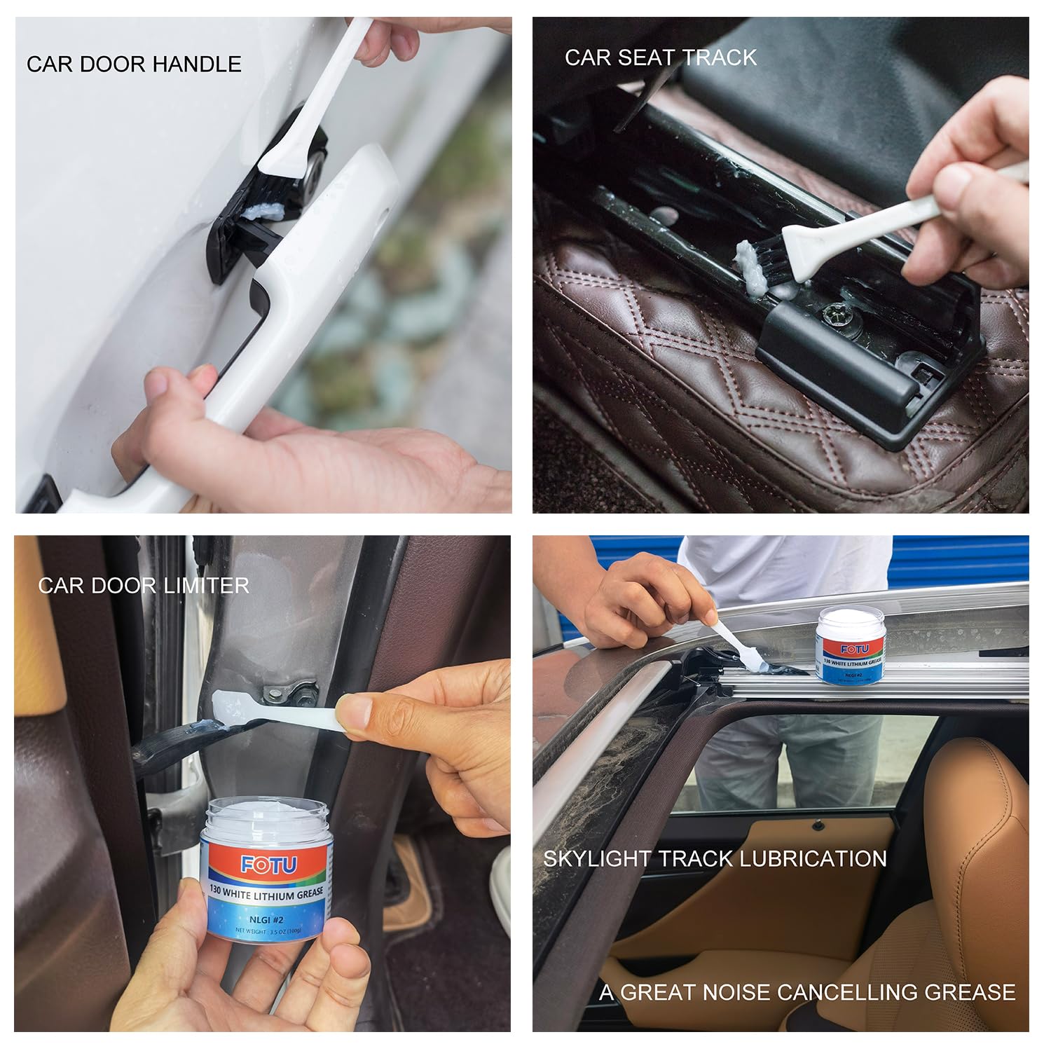 White Lithium Grease Lubricant for Seat Tracks, Sunroof, Door Hinges, Many Uses