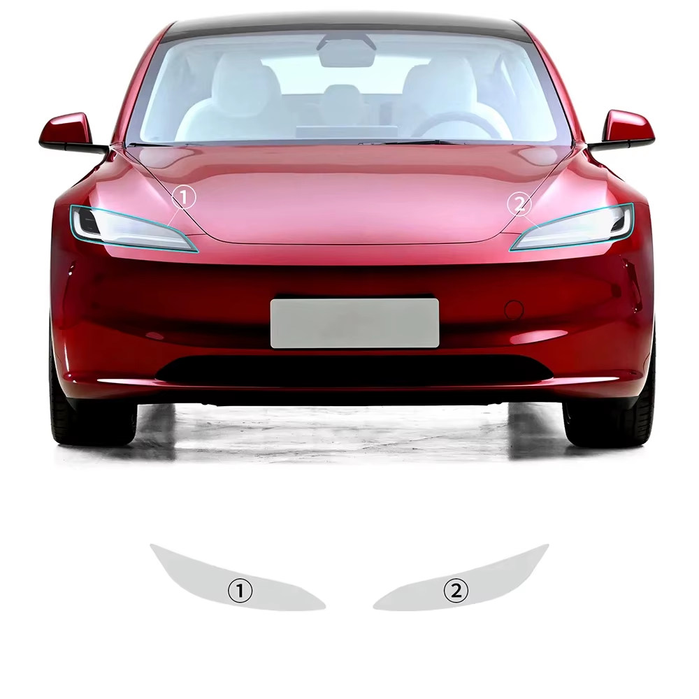 Tesla Model 3 highland CLEAR Headlight Scratch Guard Protection Film TPU, PPF, 2024-2025