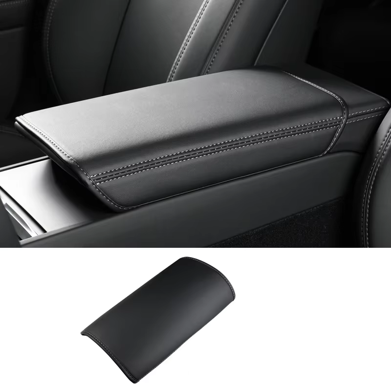 Tesla Model 3 Highland Leather Center Console Armrest Cover, Black, 2024-2026